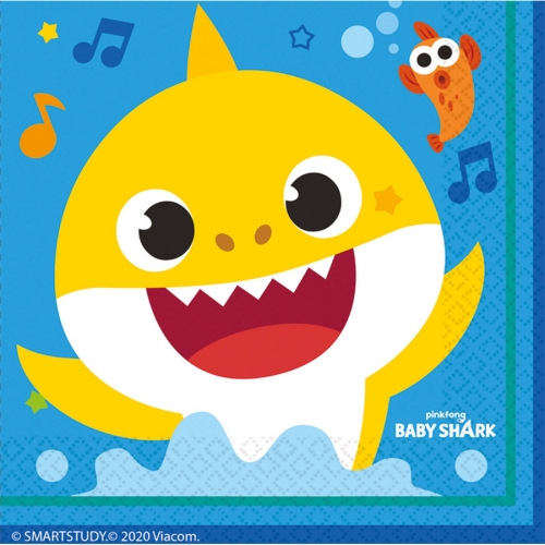 16 Serviettes Baby Shark Jaune 