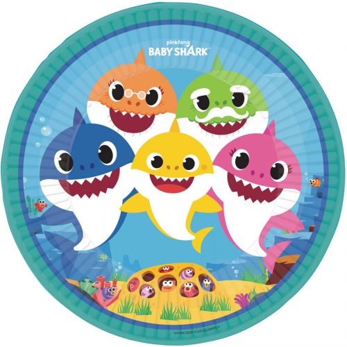8 Assiettes Baby Shark Jaune 