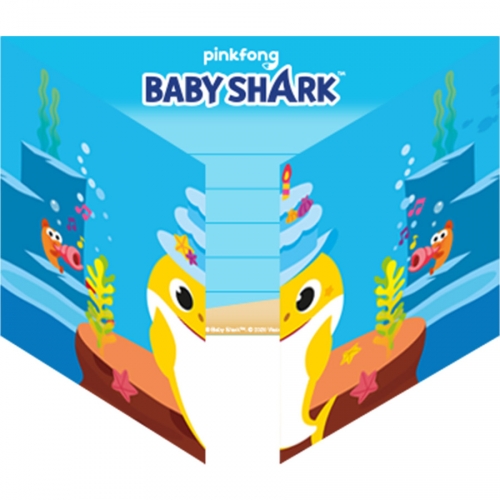 8 Invitations Baby Shark Jaune 