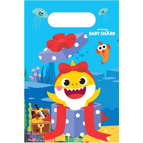 8 Pochettes Cadeaux Baby Shark Jaune 