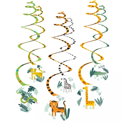 6 Guirlandes Spirales Animaux de la Jungle 