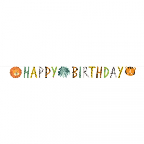 Guirlande Lettres Happy Birthday - Animaux de la Jungle 