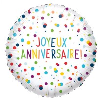 Ballon  plat Joyeux Anniversaire - 43 cm