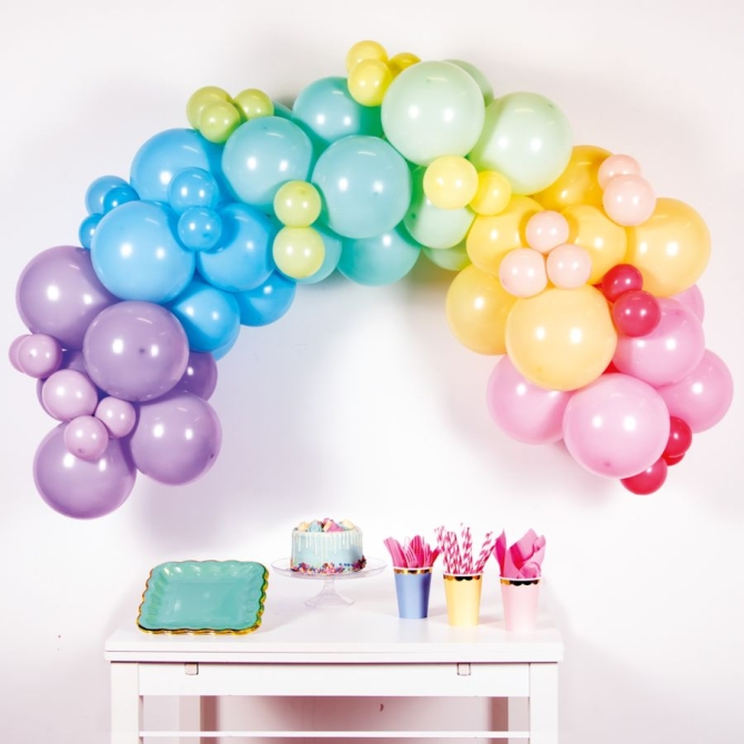 Kit Arche 78 Ballons Rainbow Pastel 