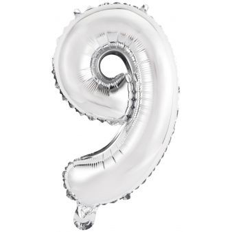 Ballon Chiffre 9 Argent (45 cm) 