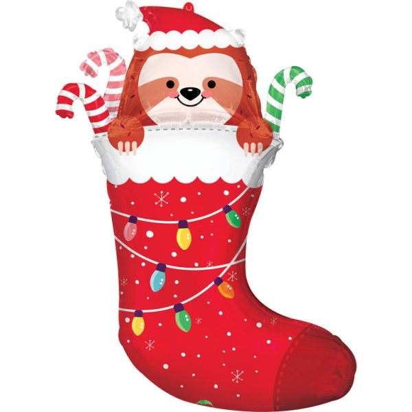 Ballon Géant Botte de Noël avec Paresseux - 78 cm 