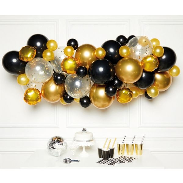 Kit Arche 66 Ballons Noir et Gold 