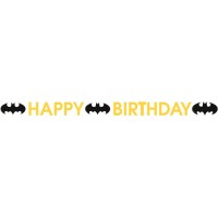 Contient : 1 x Guirlande Lettres Happy Birthday Batman Round