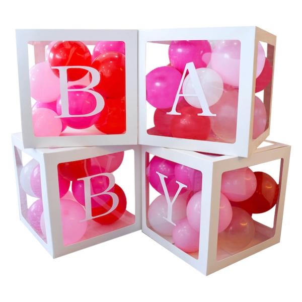 4 Cubes  Ballons - lettres BABY 30 cm 