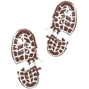4 Stickers Empreintes Chaussures Boueuses  Forêt Hantée