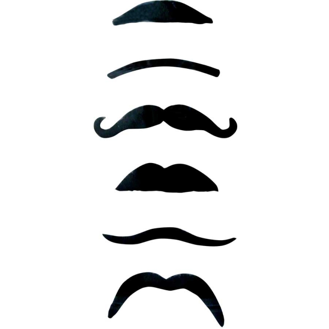 Set de 6 moustaches noires 