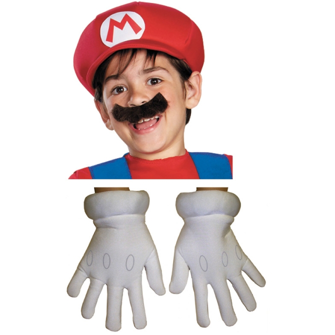 Set Accessoires Mario (Casquette,  Moustache,  Gants) - Enfant 