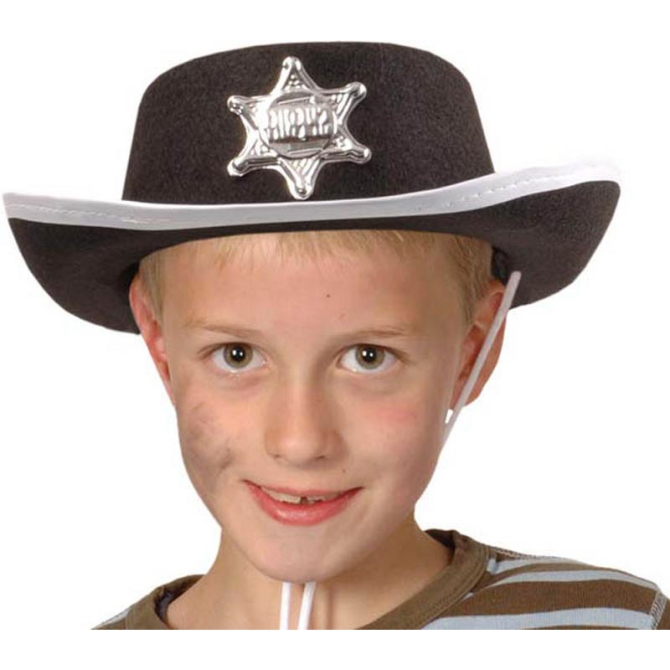 Chapeau de Cowboy Sherif Enfant Noir Taille 55  57 