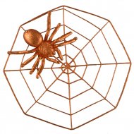 Araignée 3D sur sa Toile (43 cm) - Orange Glitter