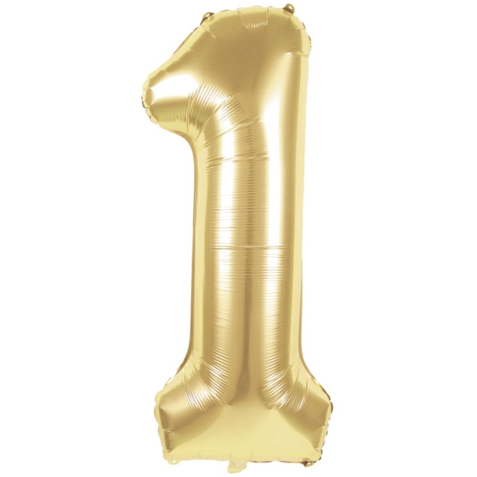 Ballon d Anniversaire Gant Chiffre 1 Or (86 cm) 