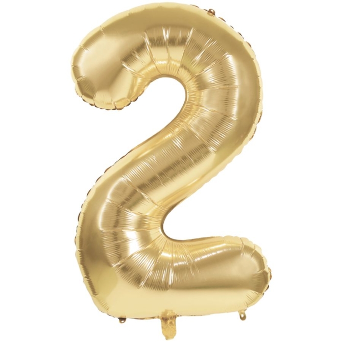 Ballon d Anniversaire Gant Chiffre 2 Or (86 cm) 