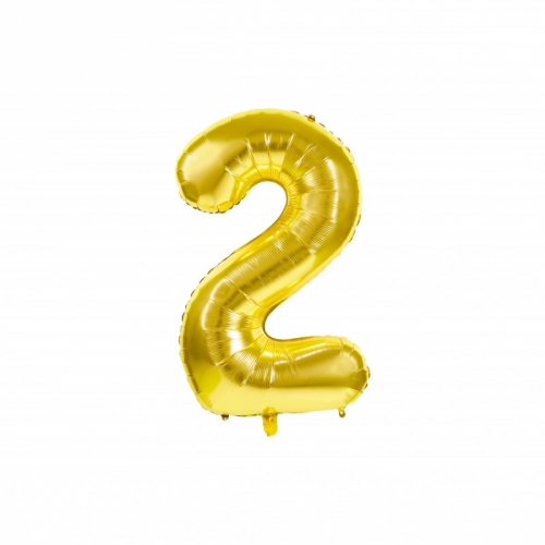 Ballon d Anniversaire Gant Chiffre 2 Or (86 cm) 