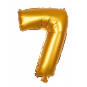 Ballon d'Anniversaire Gant Chiffre 7 Or (100 cm)