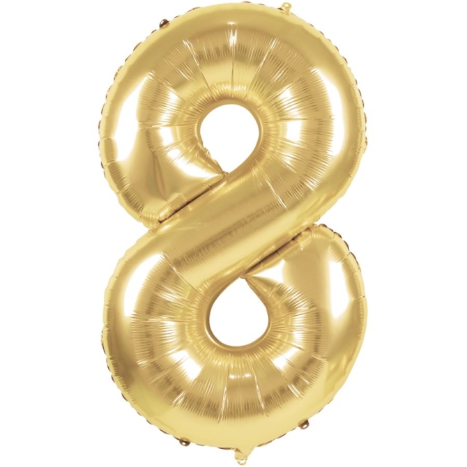 Ballon d Anniversaire Géant Chiffre 8 Or (86 cm) 