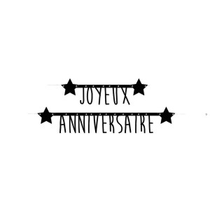 Guirlande Joyeux Anniversaire - Noir/Or