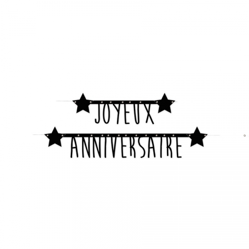 Guirlande Joyeux Anniversaire - Noir / Or 