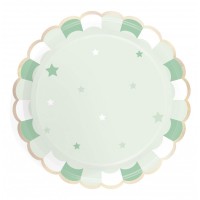 Contient : 1 x 8 Assiettes Vert Pastel - Etoiles