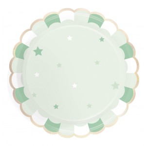 8 Assiettes Vert Pastel - Etoiles