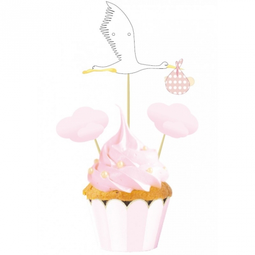 3 Cake Toppers - Baby Rose 