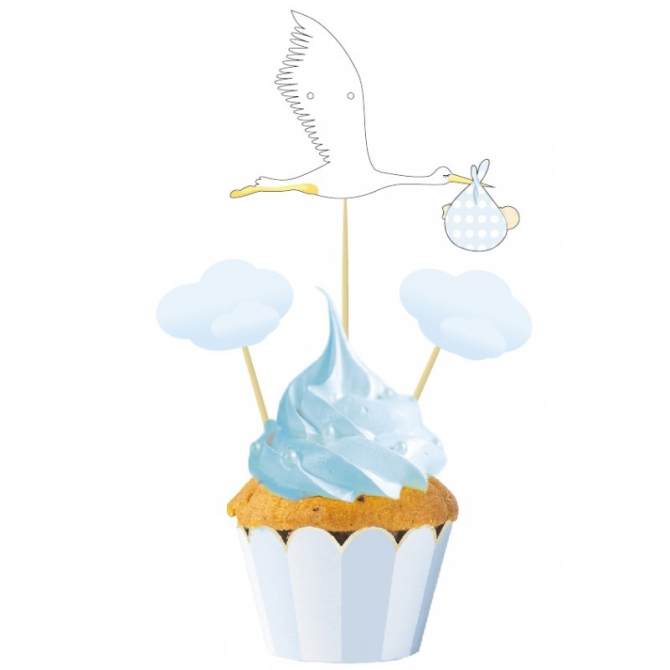 3 Cake Toppers - Baby Blue 