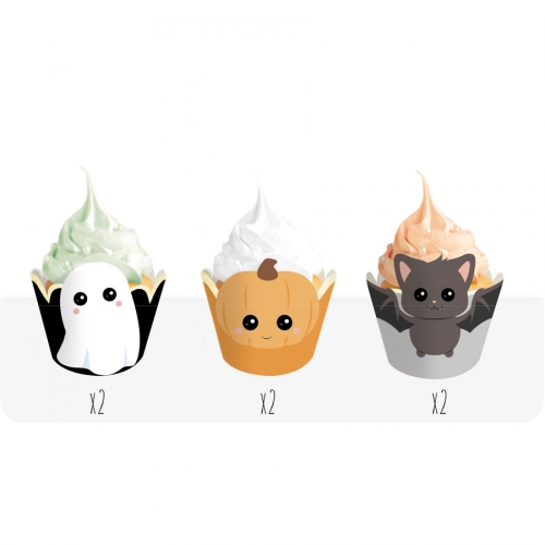 6 Wrappers - Cupcakes Halloween 
