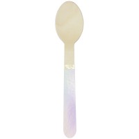 8 Cuillres en Bois Rose Pastel