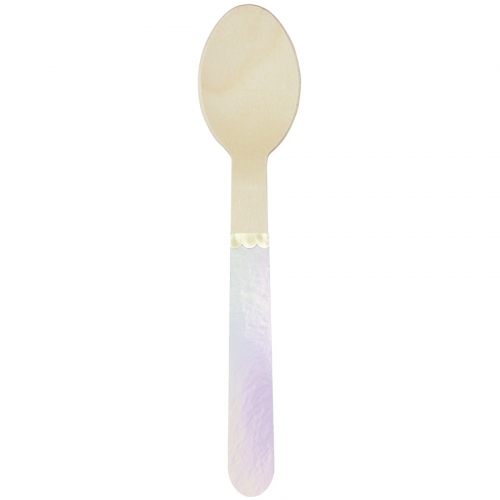 8 Cuillres en Bois Rose Pastel 