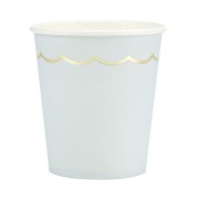 8 Gobelets Festonns Bleu Pastel et Or