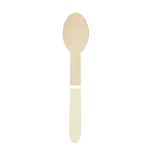 8 Cuillres en Bois Jaune Pastel 