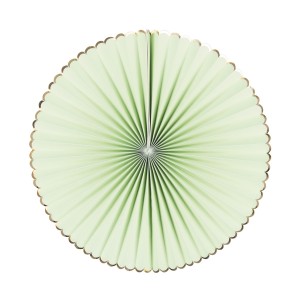 Set 3 Eventails Vert Pastel et Or