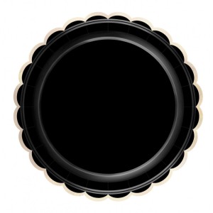 8 Assiettes Festonnées Noir et Or