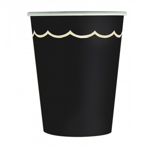 8 Gobelets Festonnes Noir et Or 