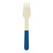 8 Fourchettes en Bois Bleu et Or