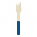 8 Fourchettes en Bois Bleu et Or. n1