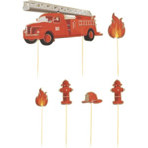 6 Cake Toppers - Pompiers
