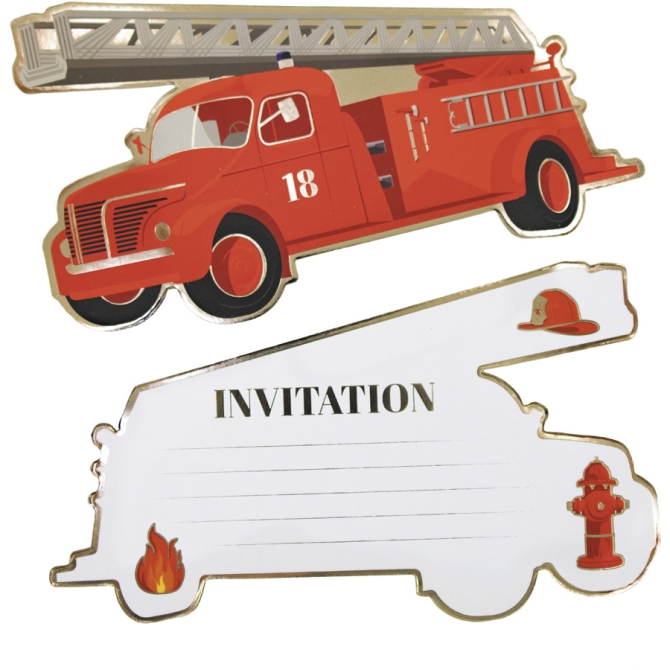 8 Invitations - Pompiers 