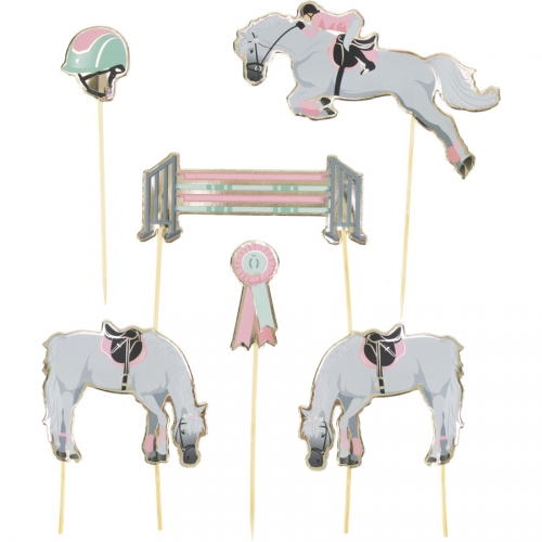 6 Cake Toppers - Cheval d Amour 