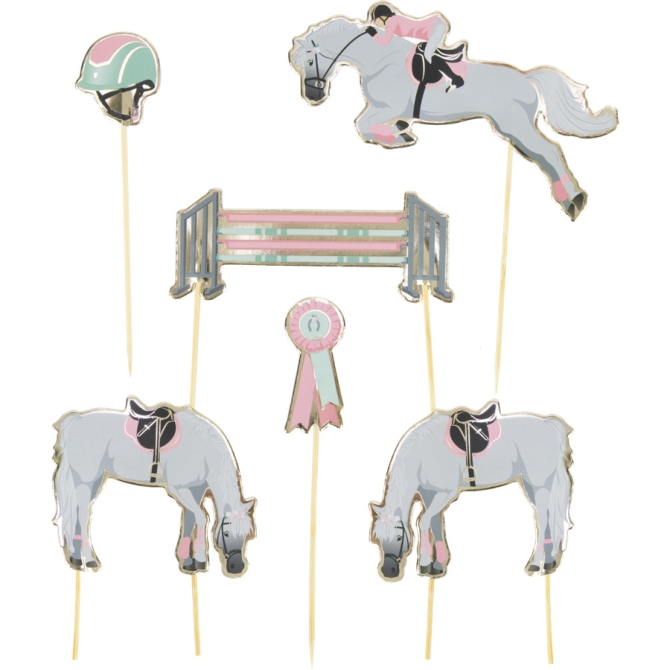 6 Cake Toppers - Cheval d Amour 