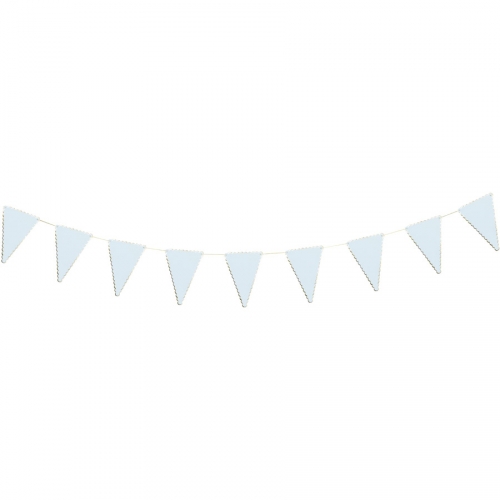 Guirlande Fanions Festonnes Bleu Pastel et Or - 3 m 
