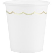 8 Gobelets Festonnes Blanc et Or