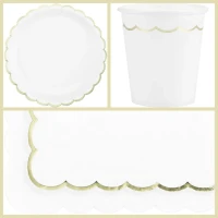 Boîte à Fête Festonnées Blanc et Or