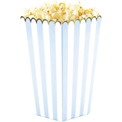 8 Boîtes à Popcorn Bleu Pastel / Blanc / Or. n°1