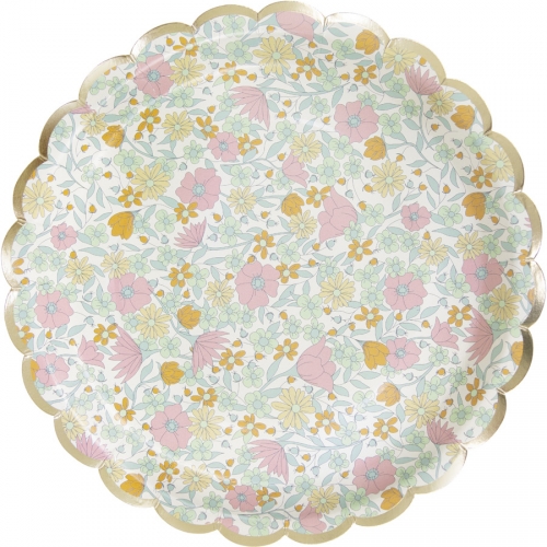 8 Assiettes Festonnes Shabby et Or 