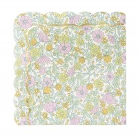 16 Serviettes Festonnes Shabby et Or