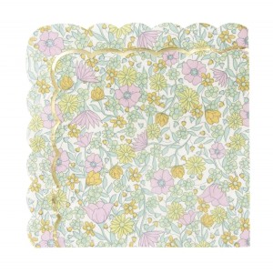 16 Serviettes Festonnes Shabby et Or